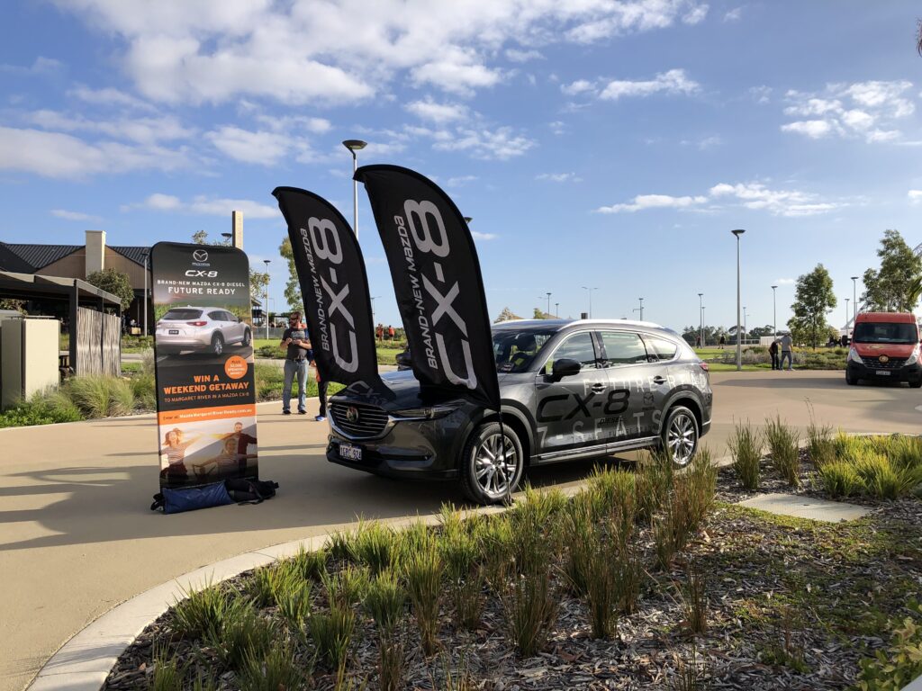 Presto display flags Car signage Event Signage Materials Explained From Vinyl to Fabric and Beyond 